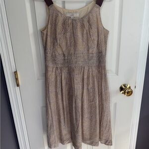 LOFT Beige and Purple Patterned Sleeveless Top